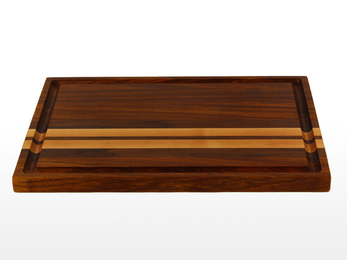 Kiaat Charcuterie Board with Walnut and Maple detail
